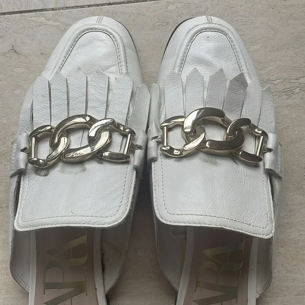 Zara White Fringe Loafers - Picture 4 of 7